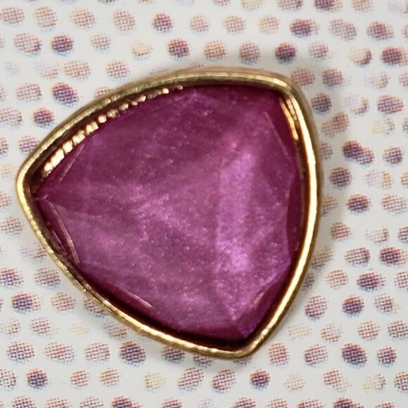 Purple Faceted Triangle Stud Earrings – Gold Triangle Trim – Geometric Jewelry - Picture 5 of 9